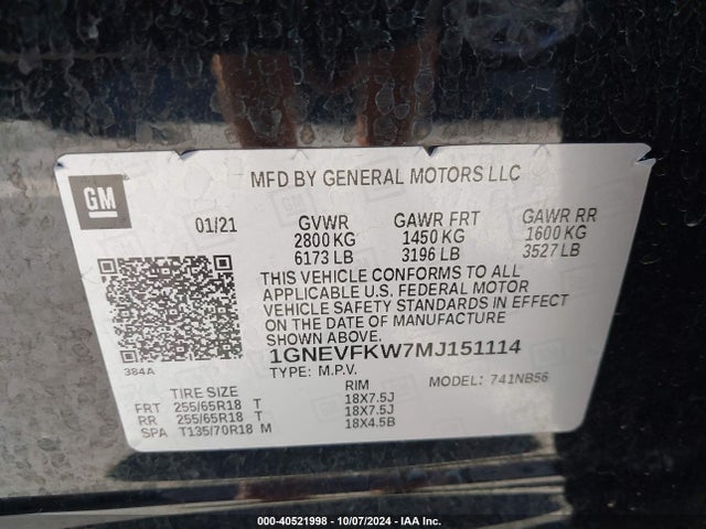 Chevrolet Traverse Awd Ls 2021 1GNEVFKW7MJ151114 Image 9