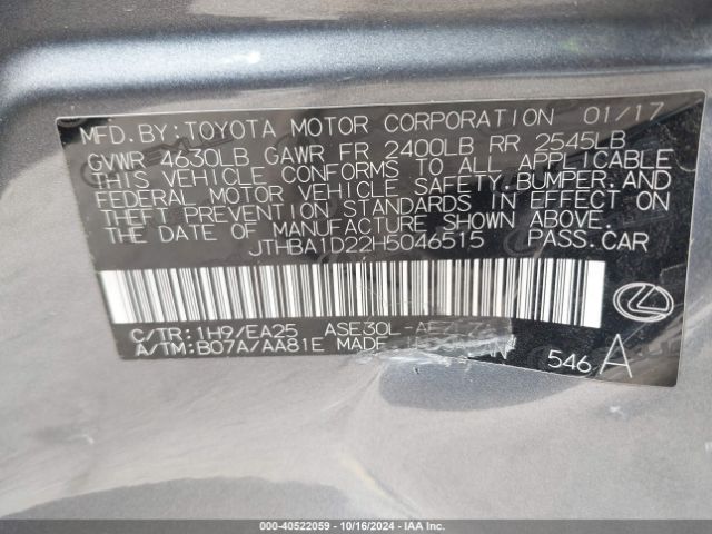 JTHBA1D22H5046515 Lexus IS 200T