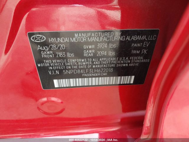 5NPD84LF3LH622018 Hyundai ELANTRA SEL