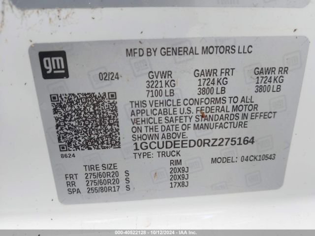 1GCUDEED0RZ275164 Chevrolet Silverado 1500 4wd  Short Bed Rst