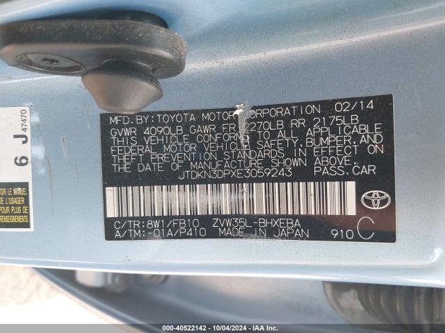 JTDKN3DPXE3059243 Toyota PRIUS PLUG-IN