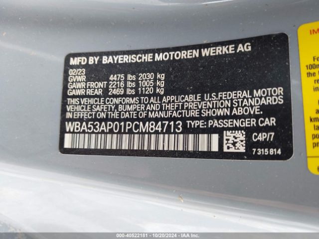 WBA53AP01PCM84713 BMW 430I