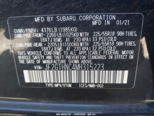 JF2GTHNC4MH315223 Subaru Crosstrek Limited