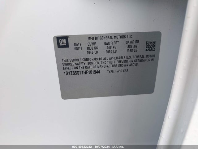 Chevrolet MALIBU LS 2017 1G1ZB5ST1HF101944 Image 9