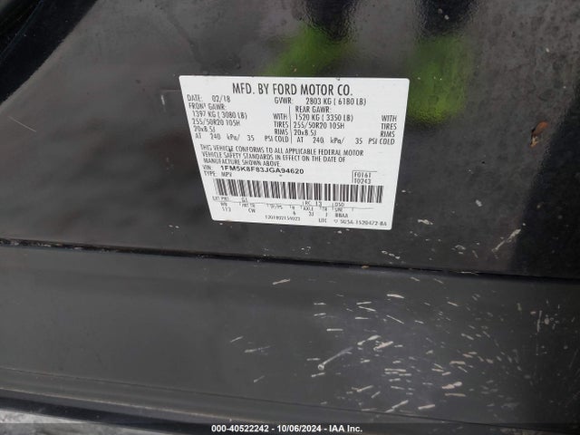 1FM5K8F83JGA94620 Ford Explorer Limited