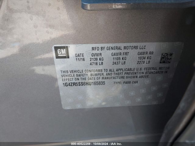 1G4ZR5SS6HU165835 Buick Lacrosse Premium