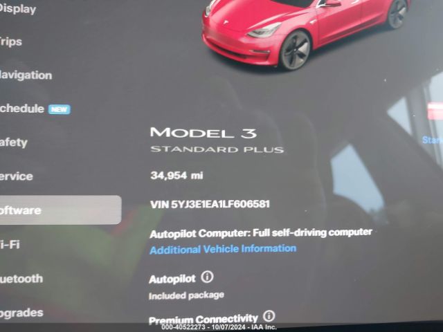 5YJ3E1EA1LF606581 Tesla Model 3 Standard Range Plus Rear-wheel Drive/standard Range Rear-wheel Drive