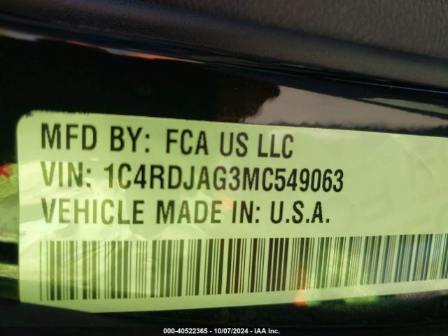 1C4RDJAG3MC549063 Dodge Durango Sxt Plus Awd