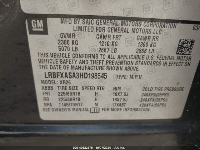 LRBFXASA3HD198545 Buick Envision Preferred