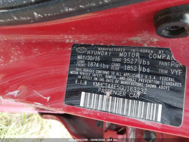 KMHCT4AE5GU163232 Hyundai ACCENT SE