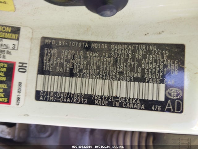 Toyota Corolla S W/special Edition Pkg 2016 2T1BURHE4GC572061 Image 9