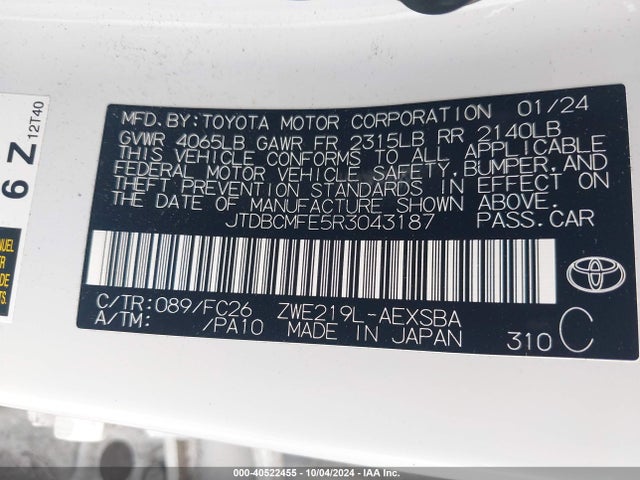 Toyota Corolla Hybrid Se 2024 JTDBCMFE5R3043187 Image 9