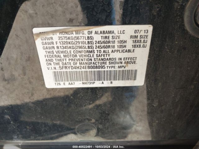 5FRYD4H24EB008095 Acura MDX