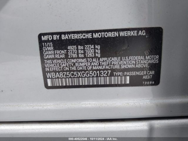 WBA8Z5C5XGG501327 BMW 328i Gran Turismo Xdrive