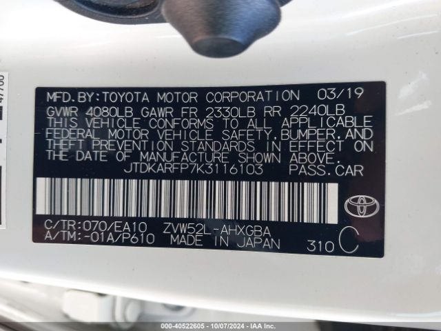 JTDKARFP7K3116103 Toyota Prius Prime Premium