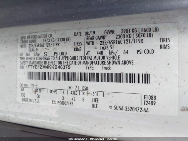 1FTYE1ZM4KKB46375 Ford Transit-150