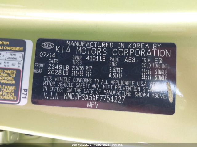 KNDJP3A5XF7754227 KIA SOUL +