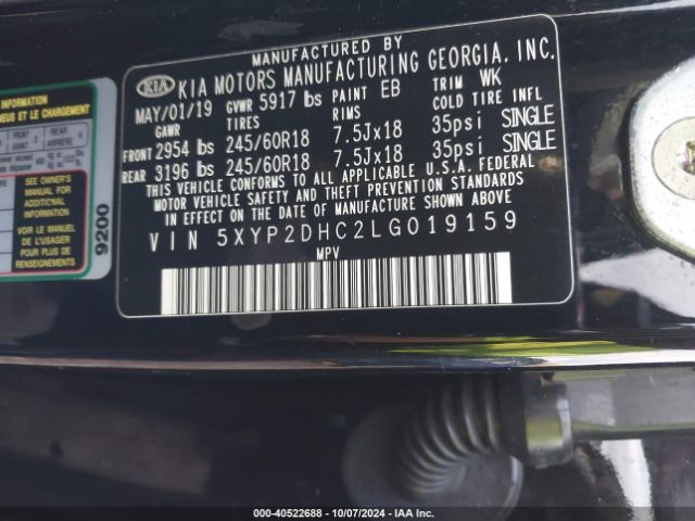5XYP2DHC2LG019159 KIA Telluride Lx