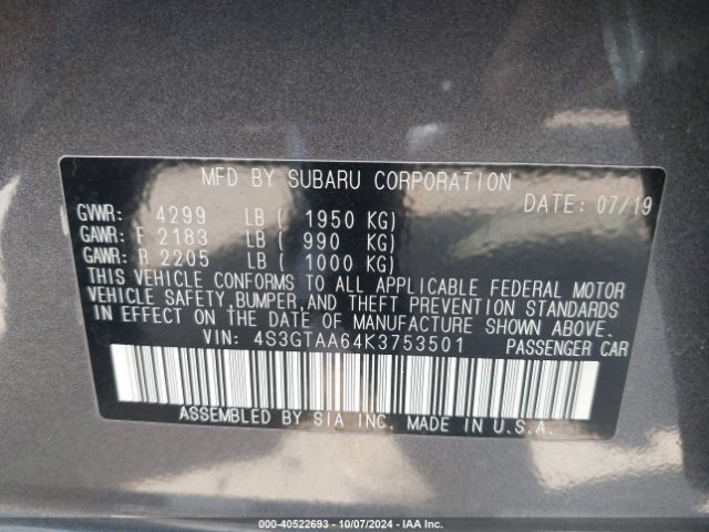 4S3GTAA64K3753501 Subaru Impreza 2.0i