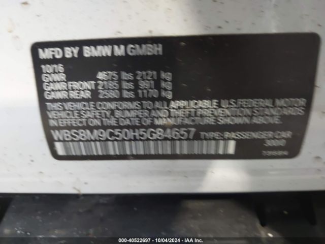 WBS8M9C50H5G84657 BMW M3