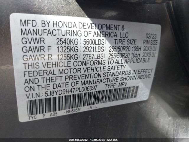 5J8YD9H47PL006097 Acura Mdx Technology Package