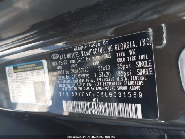 5XYP5DHC8LG091569 KIA Telluride Sx