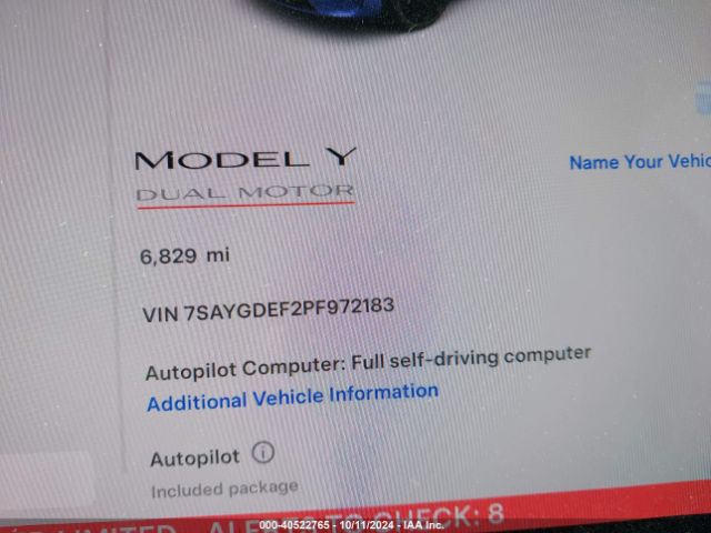 7SAYGDEF2PF972183 Tesla Model Y Awd/performance Dual Motor All-wheel Drive