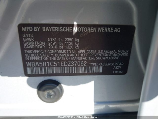 WBA5B1C51EDZ37062 BMW 535i