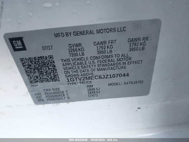 GMC Sierra 1500 Sle 2018 1GTV2MEC6JZ107044 Image 9