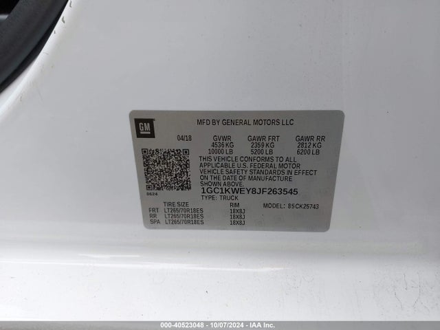 Chevrolet Silverado 2500hd Ltz 2018 1GC1KWEY8JF263545 Image 9