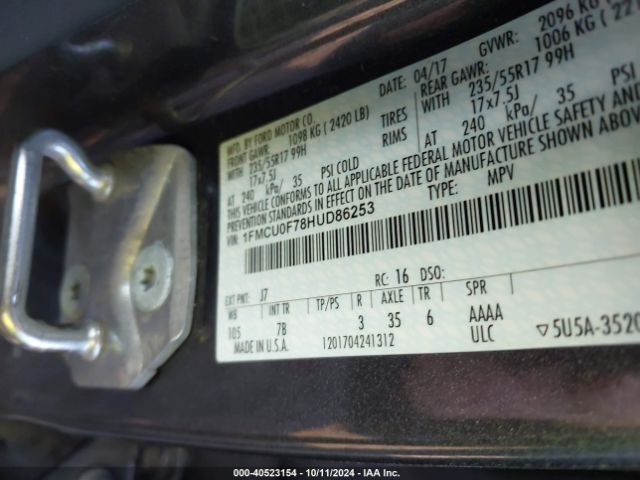 1FMCU0F78HUD86253 Ford ESCAPE S