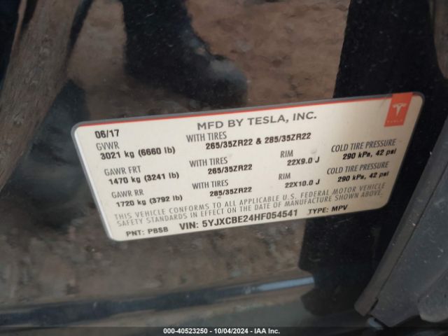 5YJXCBE24HF054541 Tesla Model X 100d/75d/90d