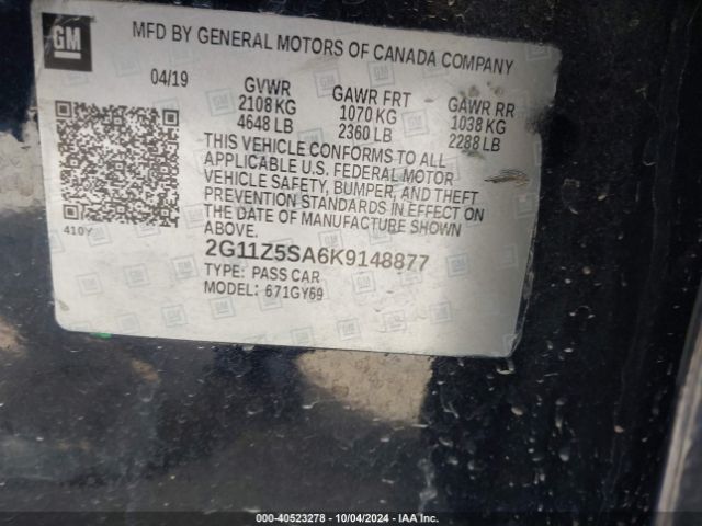 2G11Z5SA6K9148877 Chevrolet IMPALA LT