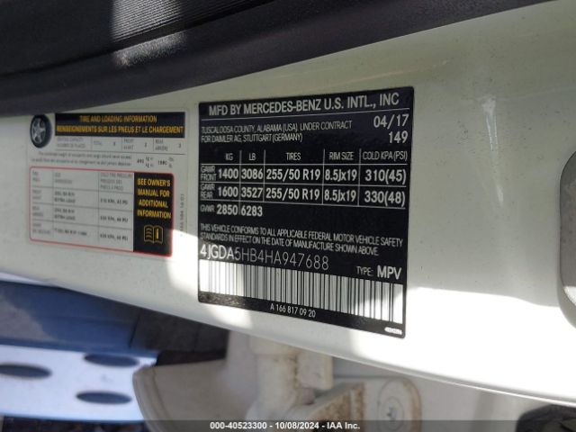4JGDA5HB4HA947688 Mercedes-Benz Gle 350 4matic