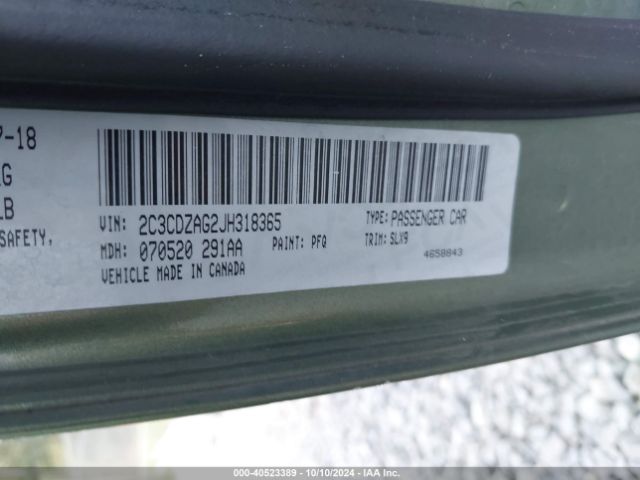 2C3CDZAG2JH318365 Dodge Challenger Sxt Plus