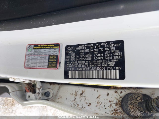 Hyundai Santa Fe Se Ultimate 2018 KM8SRDHF0JU285206 Image 9