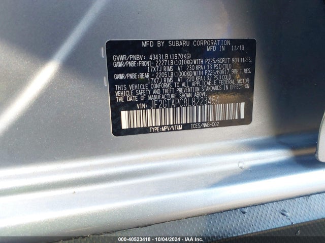 Subaru Crosstrek Premium 2020 JF2GTAPC8L8223454 Image 9