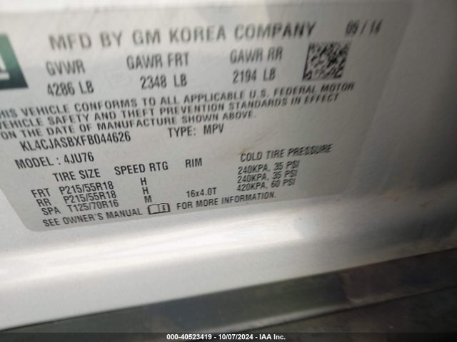 Buick Encore 2015 KL4CJASBXFB044626 Image 9