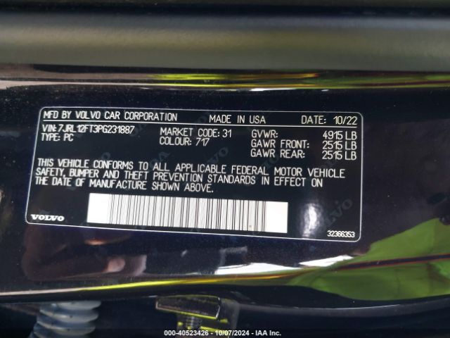 7JRL12FT3PG231887 Volvo S60 B5 Plus Black Edition