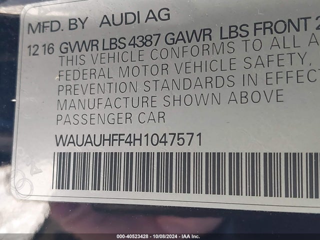 WAUAUHFF4H1047571 Audi A3 2.0t Premium