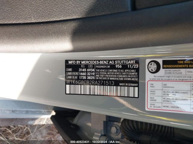 2024 MERCEDES-BENZ AMG S 63 E W1K6G8CB2RA271513 Photo 8