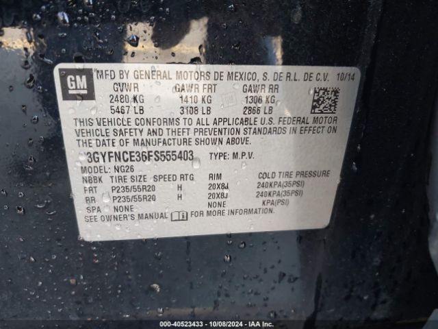 3GYFNCE36FS555403 Cadillac Srx Performance Collection