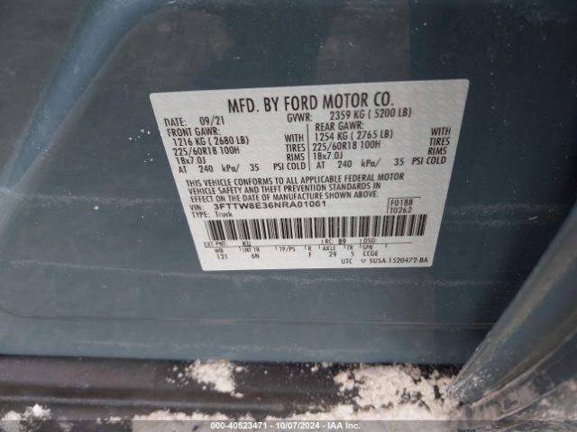 3FTTW8E36NRA01061 Ford Maverick Lariat