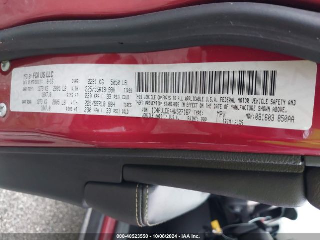 1C4PJLDB4HW527167 Jeep Cherokee Limited Fwd
