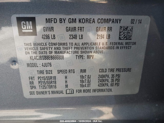 KL4CJBSB8EB666808 Buick Encore Convenience