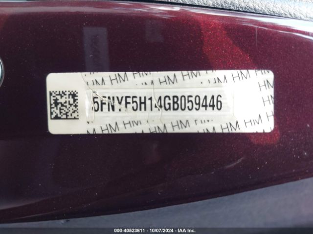 5FNYF5H14GB059446 Honda PILOT LX
