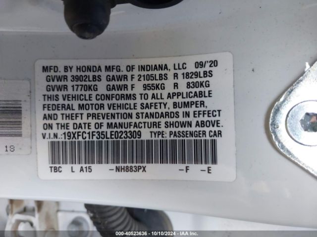 19XFC1F35LE023309 Honda CIVIC EX