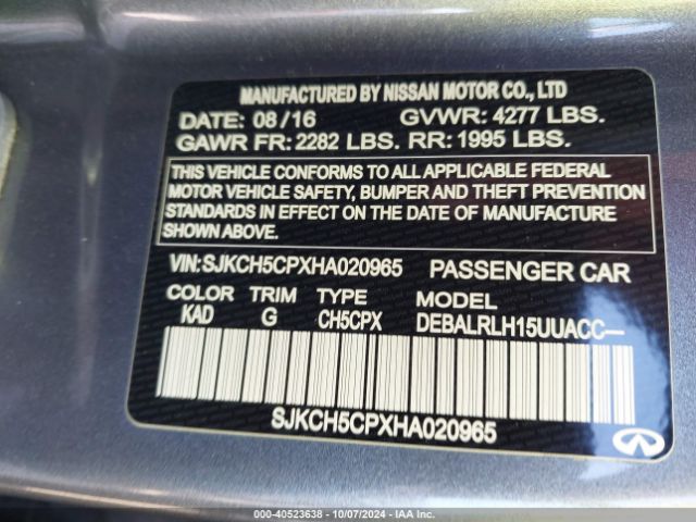 SJKCH5CPXHA020965 Infiniti Qx30 Premium