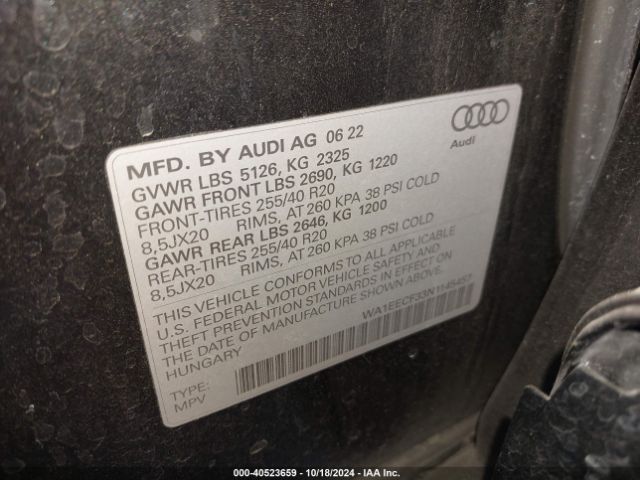 WA1EECF33N1145457 Audi Q3 Premium Plus 45 Tfsi S Line Quattro Tiptronic