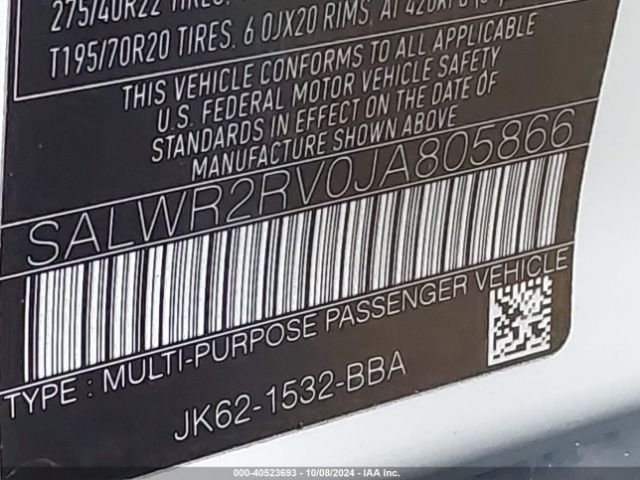 SALWR2RV0JA805866 Land Rover Range Rover Sport Hse